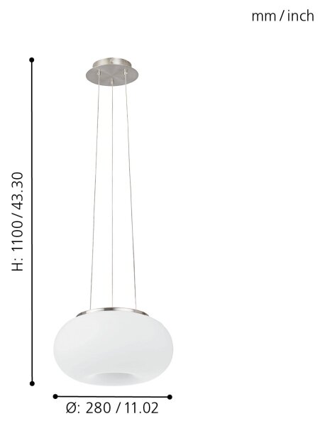 EGLO 86813 - Lampadario a sospensione con filo OPTICA 2xE27/60W