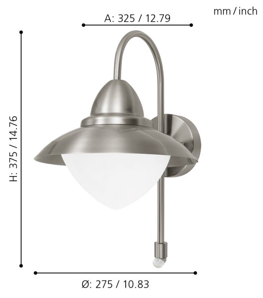 EGLO 87105 - Applique da esterno con sensore SIDNEY 1xE27/60W