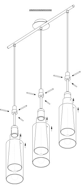 EGLO 90305 - Lampadario sospeso PINTO NERO 3xE27/60W vetro fumé