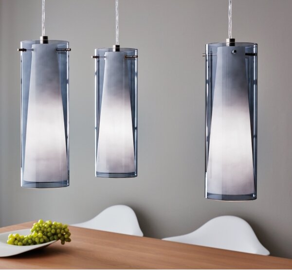 EGLO 90305 - Lampadario sospeso PINTO NERO 3xE27/60W vetro fumé