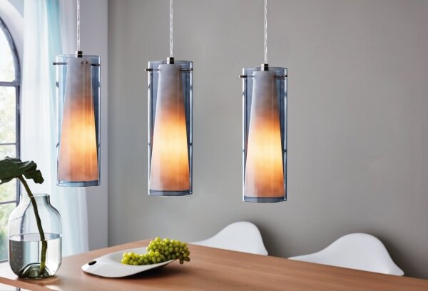 EGLO 90305 - Lampadario sospeso PINTO NERO 3xE27/60W vetro fumé