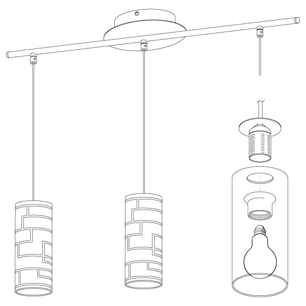Eglo 92563 - Lampada a sospensione BAYMAN 3xE27/60W/230V