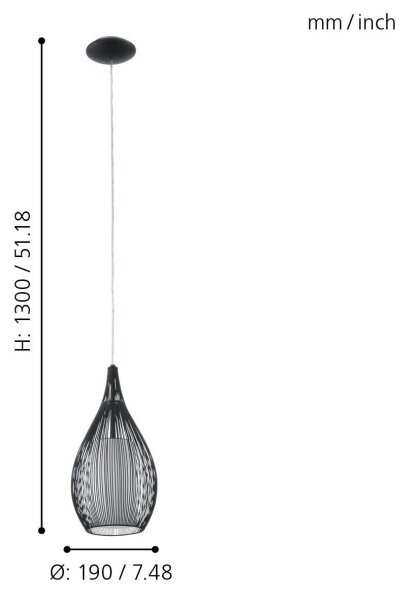 Eglo 92252 - Lampadario RAZONI 1xE27/60W/230V