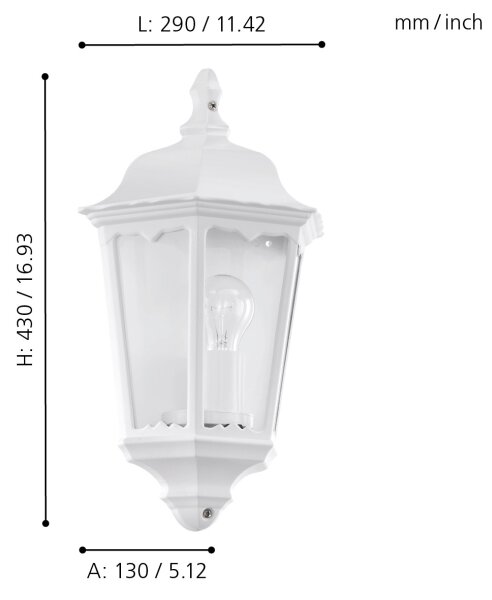 Eglo 93448 - Applique da esterno NAVEDO 1xE27/60W/230V