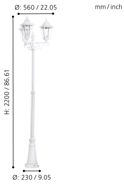 Eglo 93454 Lampada da esterno NAVEDO 3xE27/60W/230V