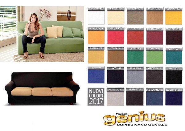 Copridivano Biancaluna Genius Color ElasticizzatoTinta Unita