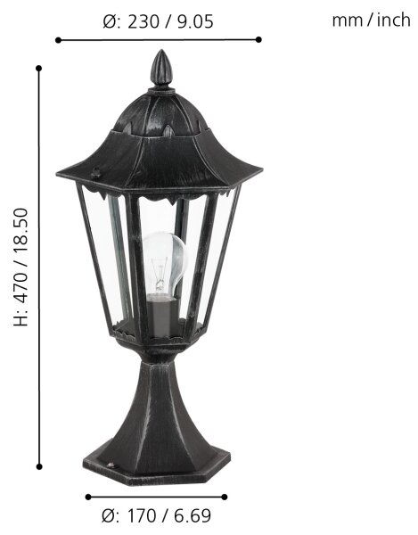 Eglo 93462 - Lampada da esterno NAVEDO 1xE27/60W/230V