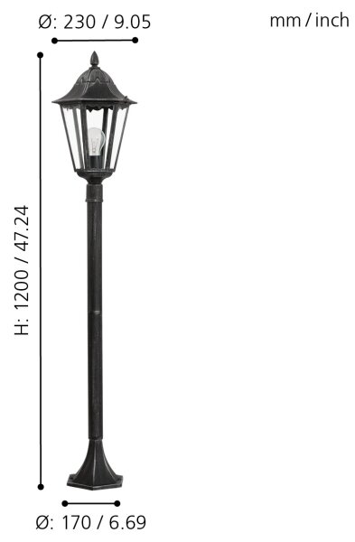 Eglo 93463 - Lampada da esterno NAVEDO 1xE27/60W/230V ip44