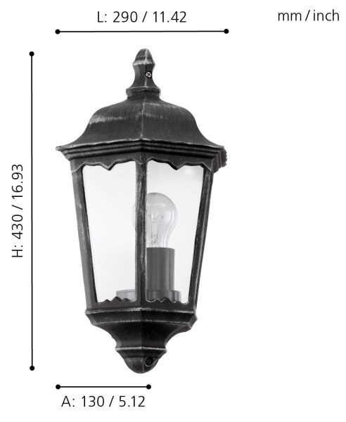 Eglo 93459 - Applique da esterno NAVEDO 1xE27/60W/230V