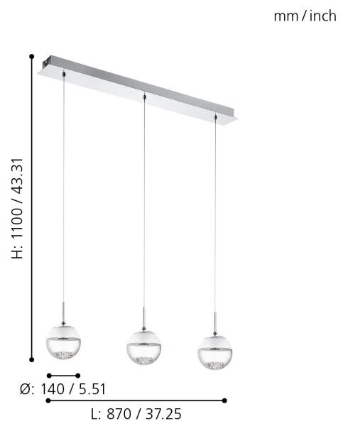 Eglo 93784 - Lampada LED a sospensione MONTEFIO 1 3xLED/5W/230V