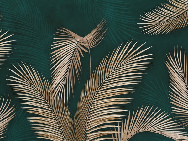 Carta da parati Foglie tropicali su uno sfondo scuro, Carta da parati Natura, Carta da parati Foglie di Palma, u94012 : Uwalls.it