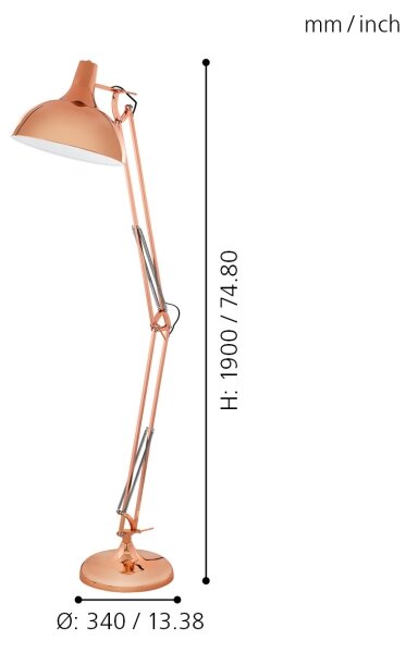 Eglo 94705 - Lampada da terra BORGILLIO 1xE27/60W/230V