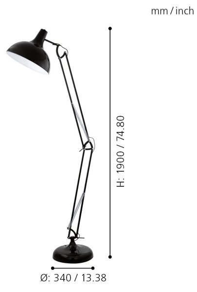 Eglo 94698 - Lampada da terra BORGILLIO 1xE27/60W/230V