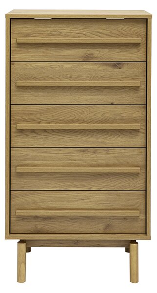 Cassettiera alta finitura legno rovere 5 cassetti L60 cm YSEULT