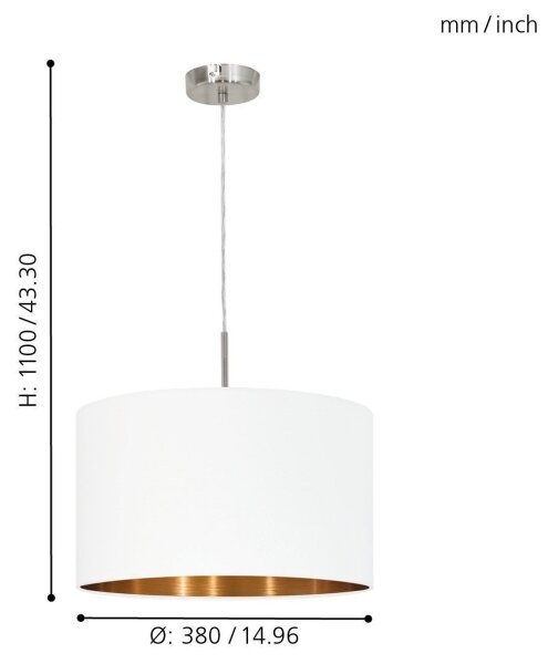 Eglo 95044 - Lampadario PASTERI 1xE27/60W/230V