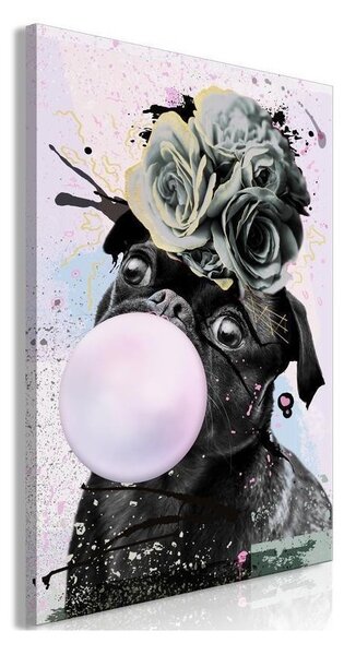 Quadro Pug With Bubble Gum (1 Part) Vertical