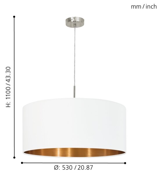 Eglo 95045 - Lampadario PASTERI 1xE27/60W/230V