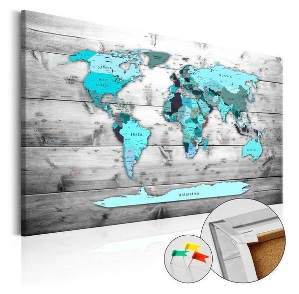 Quadri di sughero Blue Continents [Cork Map]