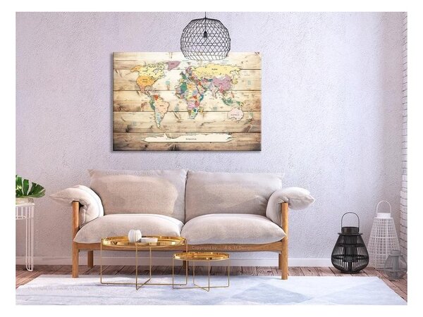 Quadri di sughero World Map: Wooden Oceans [Cork Map]