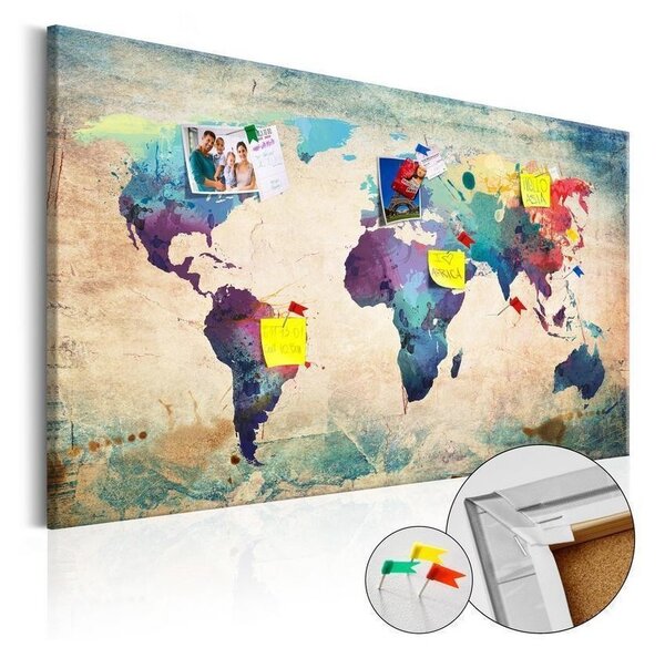 Quadri di sughero Colorful World Map [Cork Map]