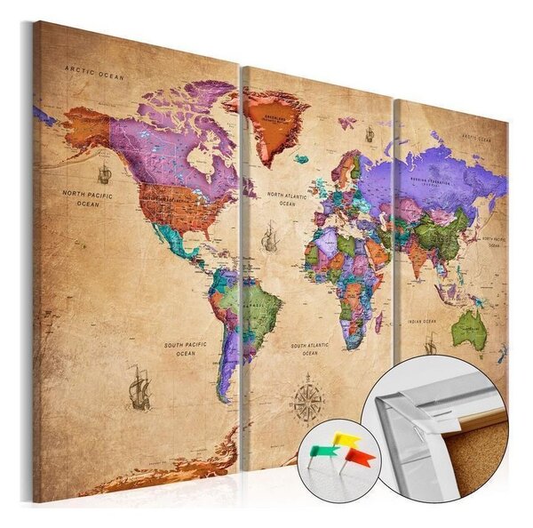 Quadri di sughero Colourful Travels (3 Parts) [Cork Map]