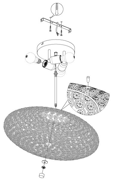 Eglo 95285 - Plafoniera CLEMENTE 3xE27/60W/230V