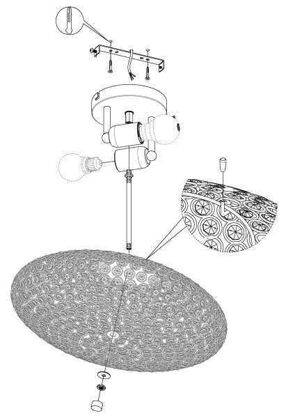 Eglo 95284 - Lampada da soffitto CLEMENTE 2xE27/60W/230V