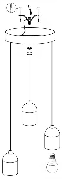 Eglo 95523 - Lampadario SILVARES 3xE27/60W/230V