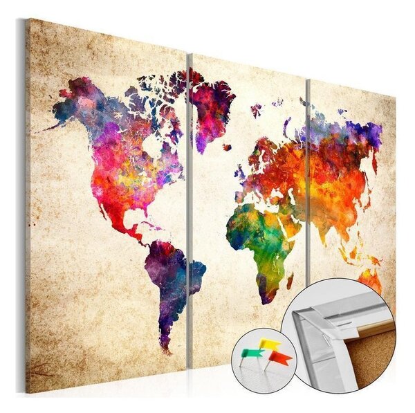 Quadri di sughero Corkboard Map in Watercolor