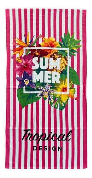 Telo Mare Spugna Stampato Summer Tropical
