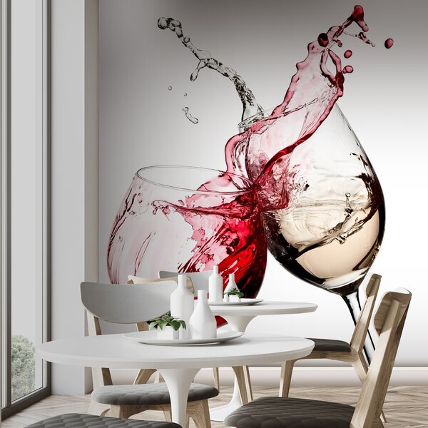 Carta da parati Vino bianco e rosso nei bicchieri, Carta da parati Cibo e bevande, u75563 : Uwalls.it