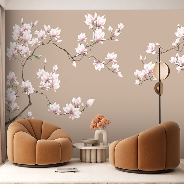 Carta da parati Rami fioriti di magnolia rosa, Carta da parati Floreale, u94363 : Uwalls.it