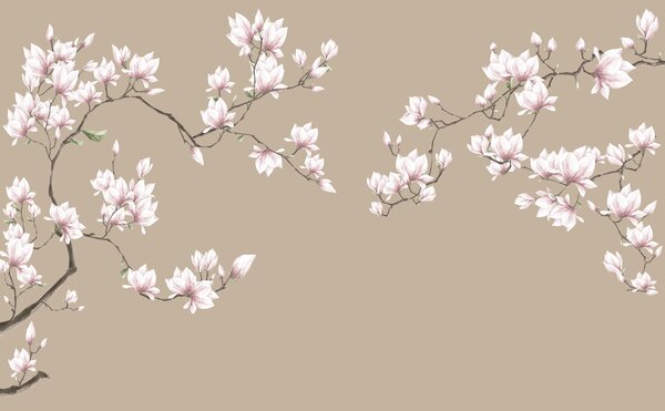 Carta da parati Rami fioriti di magnolia rosa, Carta da parati Floreale, u94363 : Uwalls.it