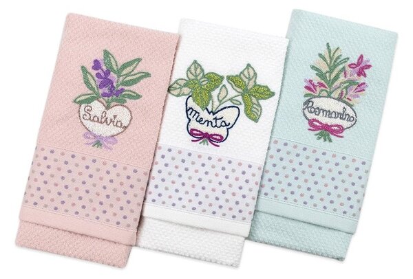 Strofinacci cucina 3 pezzi in cotone Vingi Herbarium
