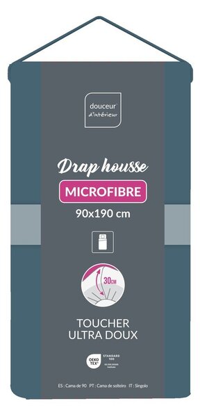 Lenzuolo con angoli blu in microfibra 90x190 cm Oscar – douceur d'intérieur
