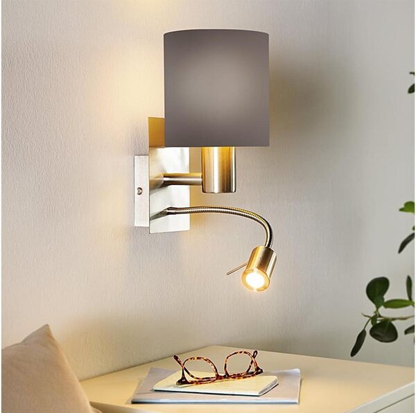 Eglo 96481 - Lampada LED flessibile PASTERI 1xE27/40W+LED/3,8W grigio