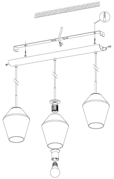 Eglo 96774 - Lampadario a cavo MURMILLO 3xE27/28W/230V