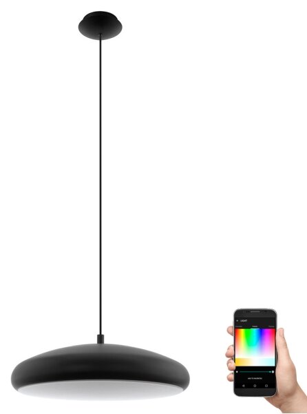 Eglo 33328 - LED RGBW Lampadario dimmerabile a sospensione con filo RIODEVA-C LED/27W/230V nero