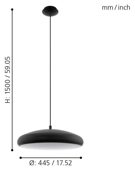 Eglo 33328 - LED RGBW Lampadario dimmerabile a sospensione con filo RIODEVA-C LED/27W/230V nero