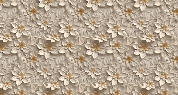 Carta da parati Scattering di fiori bianchi con effetto 3D, Carta da parati 3D, Carta da parati Fiori 3D, u95251 : Uwalls.it
