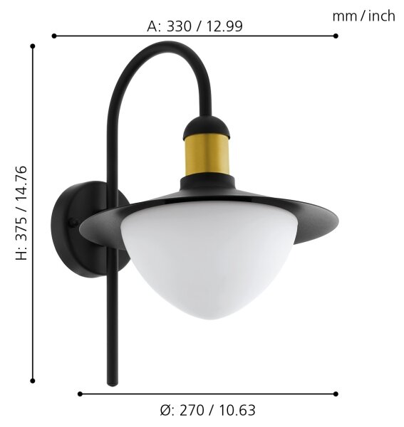 Eglo 97285 - Applique da esterno SIRMIONE 1xE27/60W/230V