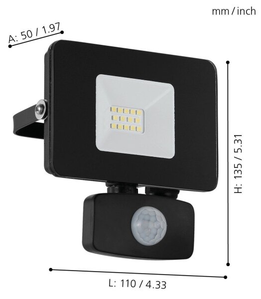 Eglo 97459 - Riflettore a LED con sensore FAEDO 3 LED/10W/230V IP44