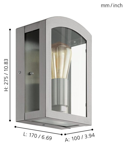 Eglo 97477 - Applique da esterno PARETTA 1xE27/60W/230V cromo opaco