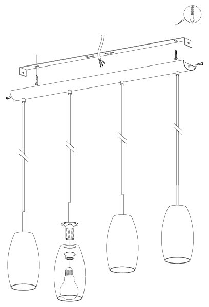 Eglo 97587 - Lampadario a sospensione con filo BATISTA 3 4xE27/40W/230V