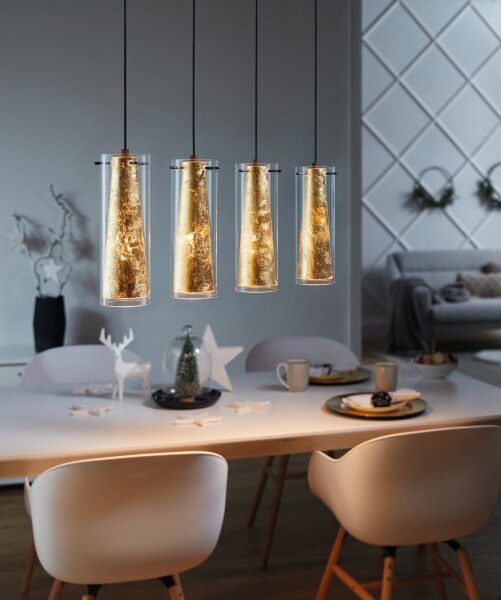 Eglo 97653 - Lampadario a sospensione con filo PINTO GOLD 4xE27/60W/230V