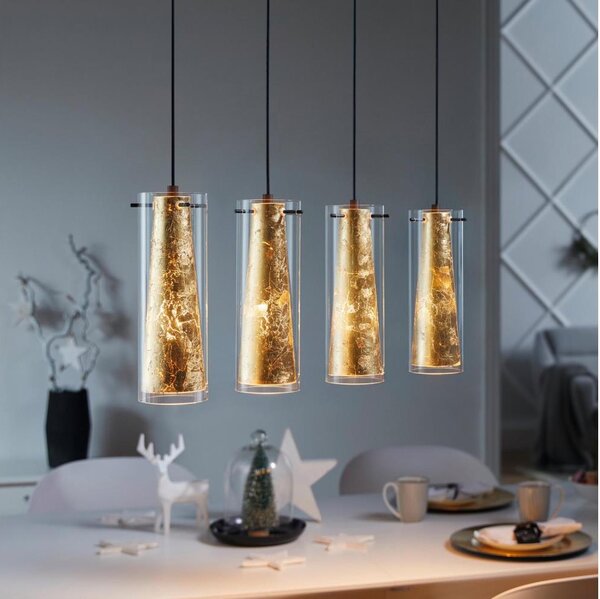 Eglo 97653 - Lampadario a sospensione con filo PINTO GOLD 4xE27/60W/230V