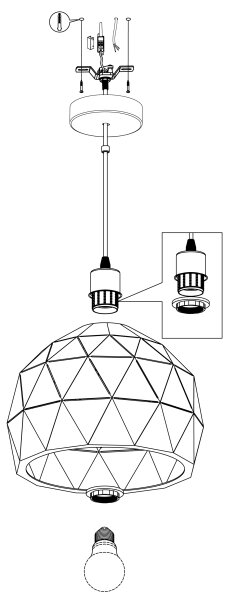 Eglo 97841 - Lampadario a sospensione con filo ROCCAFORTE 1xE27/60W/230V