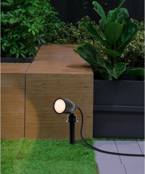 Eglo 31028 - Set 3x lampade LED RGBW da esterno NEMA-C 1xGU10/5W/230V IP44 nere + telecomando