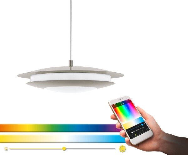 Eglo 98043 - LED RGBW Lampadario dimmerabile a sospensione con filo MONEVA LED/18W/230V