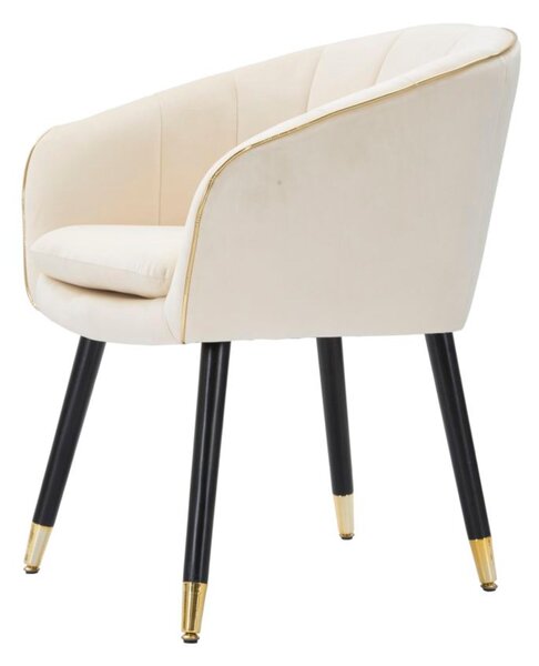 Poltrona in tessuto Crema imbottito con rifiniture dorate PARIS Dimensioni 62x58x h 78 cm - peso 5 kg gambe Metallo nero